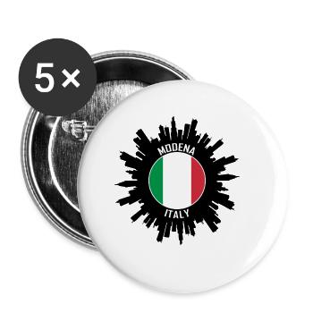Modena Skyline Italien Flagge Reise-Souvenir - Buttons groß 56 mm (5er Pack) - Weiß - Vorne