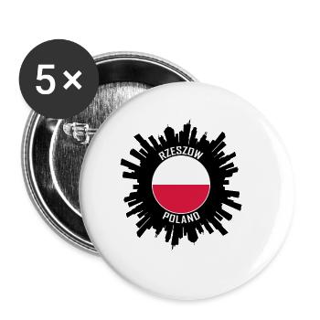 Rzeszow City Skyline Poland Flag Silhouette Travel - Buttons large 2.2''/56 mm (5-pack) - white - Front