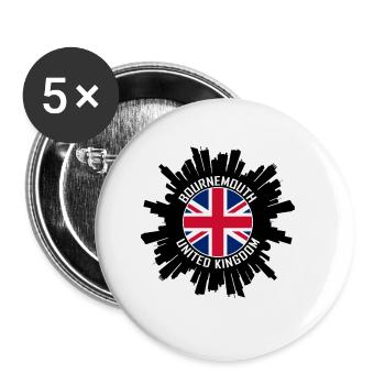 Bournemouth Skyline Uk Flag Souvenir de voyage - Lot de 5 grands badges (56 mm) - blanc - Devant