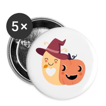 Schnecke mit Kürbishaus - Buttons groß 56 mm (5er Pack) - Weiß - Vorne