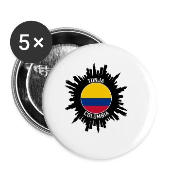 Tunja Skyline Colombie Flag Souvenir de voyage - Lot de 5 grands badges (56 mm) - blanc - Devant