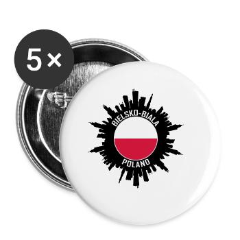 Bielsko Biala Skyline Poland Flag Travel Souvenir - Buttons large 2.2''/56 mm (5-pack) - white - Front