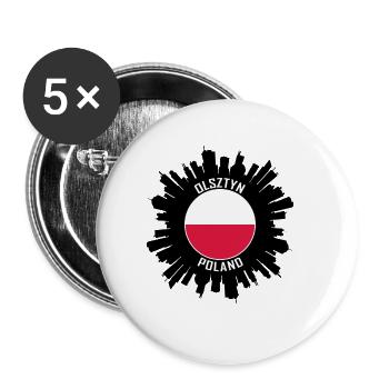Olsztyn Skyline Poland Flag Travel Souvenir - Buttons large 2.2''/56 mm (5-pack) - white - Front