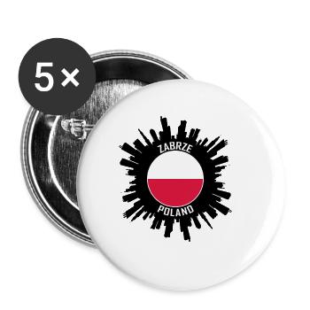 Zabrze Skyline Poland Flag Travel Souvenir - Buttons large 2.2''/56 mm (5-pack) - white - Front