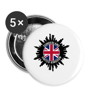 Sunderland Skyline UK Flagge Reise-Souvenir - Buttons groß 56 mm (5er Pack) - Weiß - Vorne