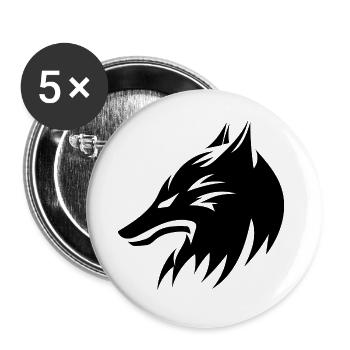 Wolf Head Portrait Tattoo Style - Buttons large 2.2''/56 mm (5-pack) - white - Front