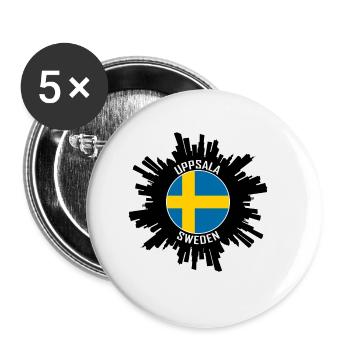 Uppsala Skyline Sweden Flag Travel Souvenir - Buttons large 2.2''/56 mm (5-pack) - white - Front