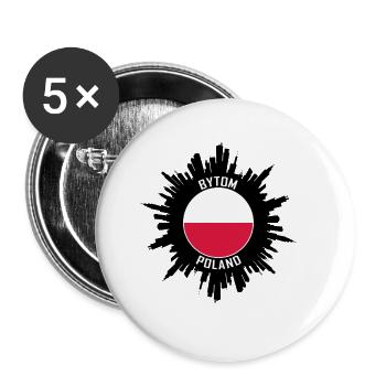 Bytom Skyline Poland Flag Travel Souvenir - Buttons large 2.2''/56 mm (5-pack) - white - Front