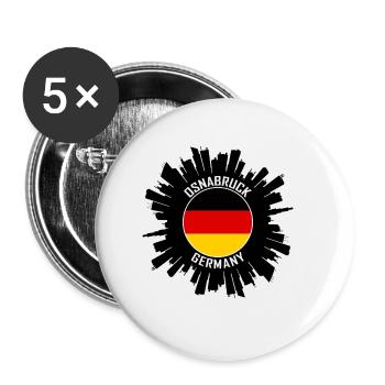 Osnabruck Skyline Allemagne Flag Souvenir de voyage - Lot de 5 grands badges (56 mm) - blanc - Devant