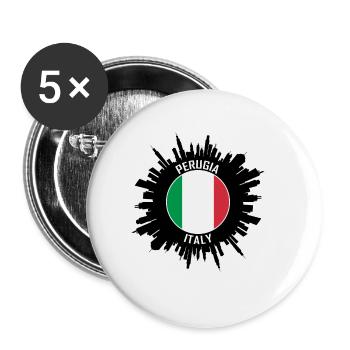 Pérouse Skyline Italie Flag Souvenir de voyage - Lot de 5 grands badges (56 mm) - blanc - Devant