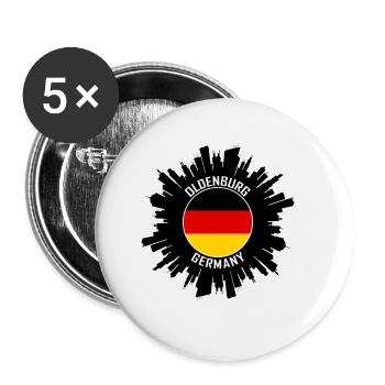 Oldenburg Skyline Germany Flag Travel Souvenir - Buttons large 2.2''/56 mm (5-pack) - white - Front