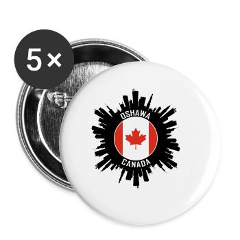 Souvenir de voyage du drapeau Skyline d’Oshawa Canada - Lot de 5 grands badges (56 mm) - blanc - Devant