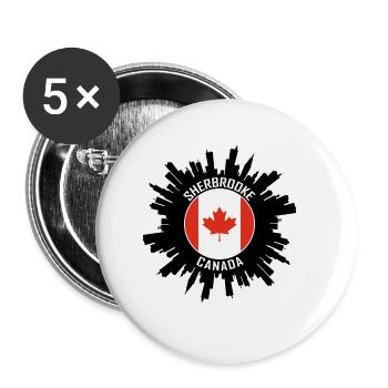 Sherbrooke Skyline Canada Flag Souvenir de voyage - Lot de 5 grands badges (56 mm) - blanc - Devant