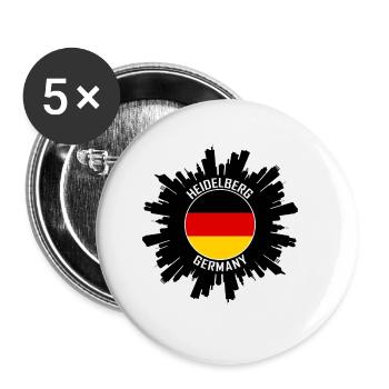 Heidelberg Skyline Germany Flag Travel Souvenir - Buttons large 2.2''/56 mm (5-pack) - white - Front