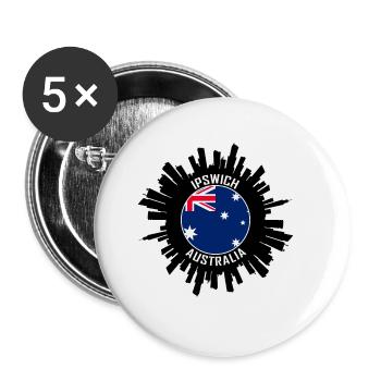 Ipswich Skyline Australien Flagge Reise-Souvenir - Buttons groß 56 mm (5er Pack) - Weiß - Vorne