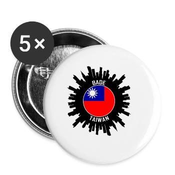 Bade Skyline Taiwan Flag Souvenir de voyage - Lot de 5 grands badges (56 mm) - blanc - Devant