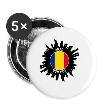 Arad Skyline Roumanie Flag Souvenir de voyage - Lot de 5 grands badges (56 mm) - blanc - Devant