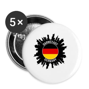 Darmstadt Skyline Allemagne Flag Souvenir de voyage - Lot de 5 grands badges (56 mm) - blanc - Devant