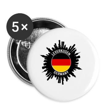 Leverkusen Skyline Allemagne Flag Souvenir de voyage - Lot de 5 grands badges (56 mm) - blanc - Devant