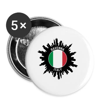 Ravenna Skyline Italy Flag Travel Souvenir - Buttons large 2.2''/56 mm (5-pack) - white - Front