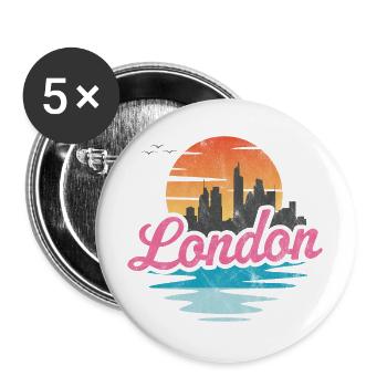 London City - Buttons groß 56 mm (5er Pack) - Weiß - Vorne