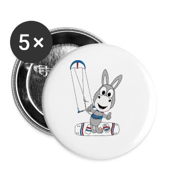 ESEL - KITESURFER - KITE - KITER - TIERISCH - GUT - Buttons groß 56 mm (5er Pack) - Weiß - Vorne