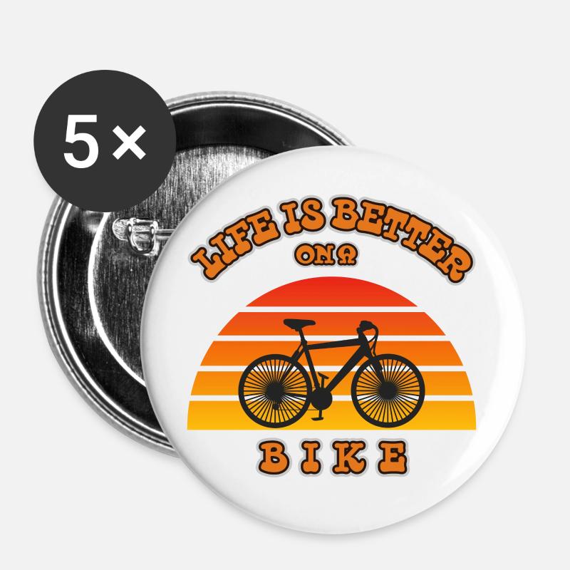 LIFE IS BETTER ON A BIKE - Buttons large 2.2''/56 mm (5-pack) - white