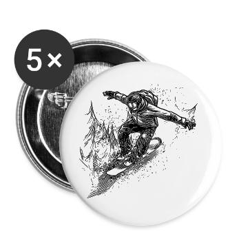 Offroad Snowboarding Extrem Snowboard Style - Buttons groß 56 mm (5er Pack) - Weiß - Vorne
