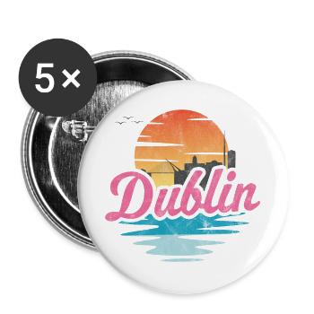 Dublin Stadt - Buttons groß 56 mm (5er Pack) - Weiß - Vorne