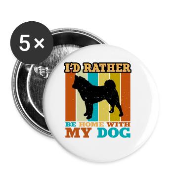 American Akita Dog Lover Silhouette Vintage Sunset - Buttons large 2.2''/56 mm (5-pack) - white - Front