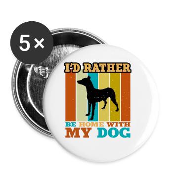 Chien courant andalou Chien amoureux Silhouette Rétro Coucher de soleil - Lot de 5 grands badges (56 mm) - blanc - Devant