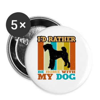 Airedale Terrier Dog Lover Silhouette Retro Sunset - Buttons large 2.2''/56 mm (5-pack) - white - Front