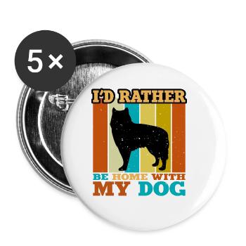 Alaskan Malamute Hundeliebhaber Silhouette Retro Sonnenuntergang - Buttons groß 56 mm (5er Pack) - Weiß - Vorne