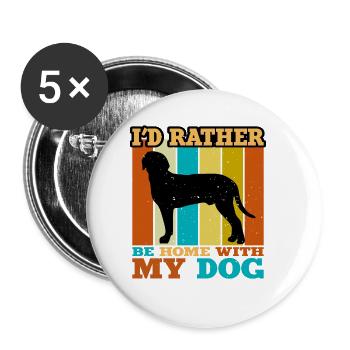 Österreichischer schwarz-brauner Hund Hund Silhouette Retro - Buttons groß 56 mm (5er Pack) - Weiß - Vorne