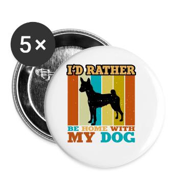 Basenji Hundeliebhaber Silhouette Vintage Sonnenuntergang - Buttons groß 56 mm (5er Pack) - Weiß - Vorne