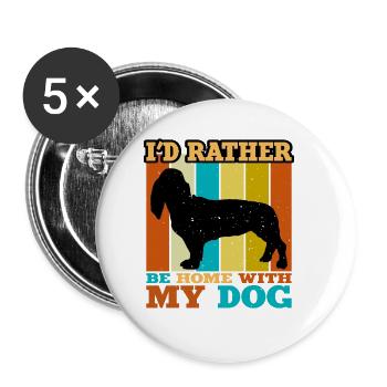 Basset Artesien Normand Dog Silhouette Retro Sun - Buttons large 2.2''/56 mm (5-pack) - white - Front
