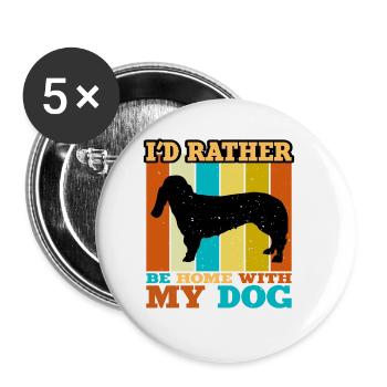Basset Bleu De Gascogne Dog Silhouette Retro Sun - Lot de 5 grands badges (56 mm) - blanc - Devant
