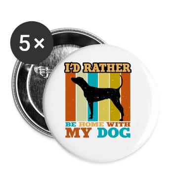 Black And Tan Coonhound Dog Silhouette Retro Sun - Buttons large 2.2''/56 mm (5-pack) - white - Front