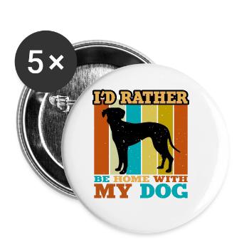 Blue Lacy Hundeliebhaber Silhouette Vintage Sonnenuntergang - Buttons groß 56 mm (5er Pack) - Weiß - Vorne