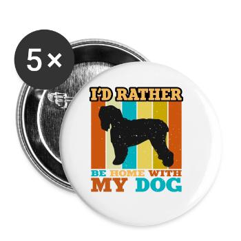 Noir Terrier Russe Chien Silhouette Rétro Coucher de Soleil - Lot de 5 grands badges (56 mm) - blanc - Devant