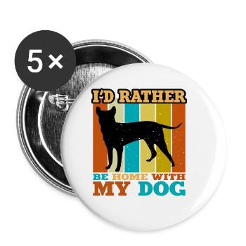 Blauer Paul Terrier Hund Liebe Silhouette Retro Sonnenuntergang - Buttons groß 56 mm (5er Pack) - Weiß - Vorne