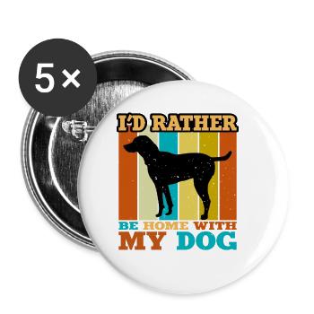 Schwarz und braun Virginia Foxhound Hund Silhouette - Buttons groß 56 mm (5er Pack) - Weiß - Vorne