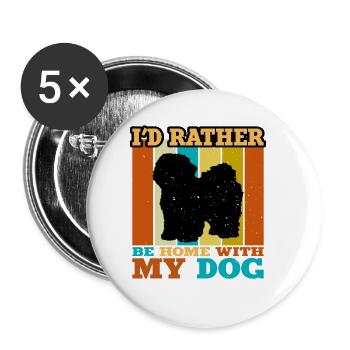 Bolognese Dog Lover Silhouette Vintage Sunset - Buttons large 2.2''/56 mm (5-pack) - white - Front