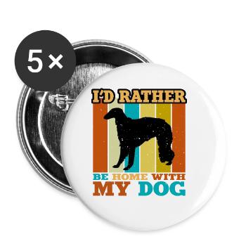 Borzoi Dog Lover Silhouette Vintage Sunset - Buttons large 2.2''/56 mm (5-pack) - white - Front