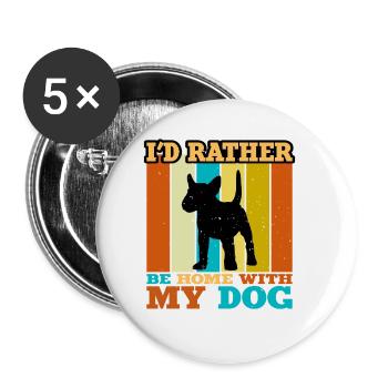 Bull Terrier Miniature Chien Silhouette Rétro Coucher de Soleil - Lot de 5 grands badges (56 mm) - blanc - Devant