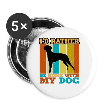 Braque Francais Dog Love Silhouette Vintage Sunset - Buttons large 2.2''/56 mm (5-pack) - white - Front
