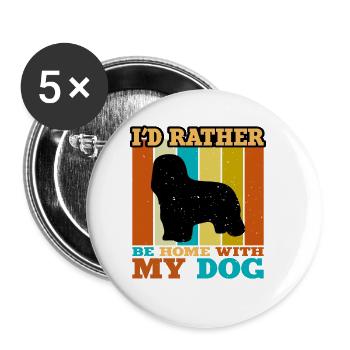 Briard Dog Lover Silhouette Vintage Sunset - Buttons large 2.2''/56 mm (5-pack) - white - Front