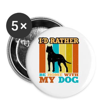 Amoureux des chiens brésiliens Silhouette Vintage Coucher de soleil - Lot de 5 grands badges (56 mm) - blanc - Devant