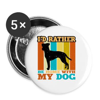 Brazilian Terrier Dog Love Silhouette Retro Sunset - Lot de 5 grands badges (56 mm) - blanc - Devant