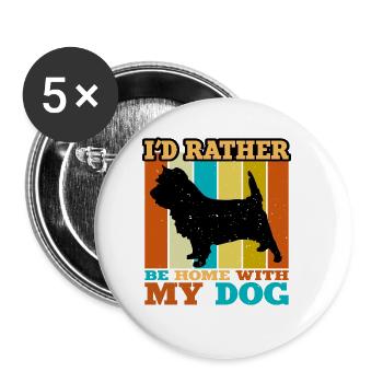 Cairn Terrier Hundeliebhaber Silhouette Vintage Sonnenuntergang - Buttons groß 56 mm (5er Pack) - Weiß - Vorne